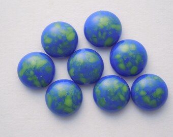 Blue And Green Beads - Fused Glass Beads - Lampwork Beads - Fused Glass - Jewelry Findings - Small Beads - Cabochon - Cab 4128
