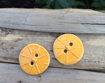 citrus ceramic button set Summer Artisan clay buttons yellow button Large button fruit buttons lemon button orange button spring summer