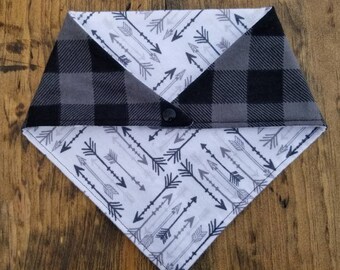 Arrows-For-Days // Grey Black Buffalo Check - Flannel Dog Bandana