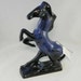 RARE Blue Mountain Pottery Rearing Stallion Statue, With Tags, Hard to Find Blue Color!