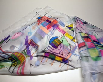 Silk scarf Handpainted- Hand Painted square Silk Scarf- Art silk scarf- Ooak silk scarf- Giveaways -Gifts for her- 35x35in. (90x90cm)