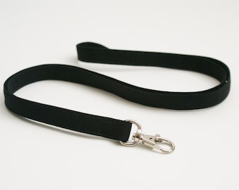 Solid Black Skinny Fabric Lanyard - Thin Lanyard with Swivel Clasp - 1/2 Inch Wide Key Lanyard - 19.5 Inch Long Key Strap - Teacher Lanyard