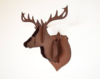 Deer trophy head wall wood