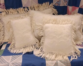 Antique chenille pillows. Throw pillows. Flowers Floral.