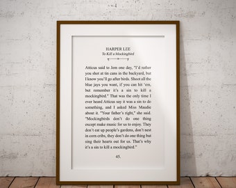 Harper Lee, Literature Digital Printable - Typography - 8x10 11x14 Wall Art Print - Instant Download