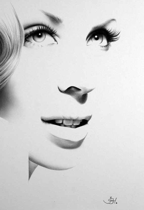 Kylie Minogue Minimalism Fine Art Pencil Drawing Portrait