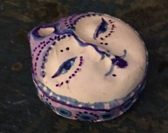 clay face bead pendant blue jewelry craft supplies mosaic tile handmade polymer findings woman