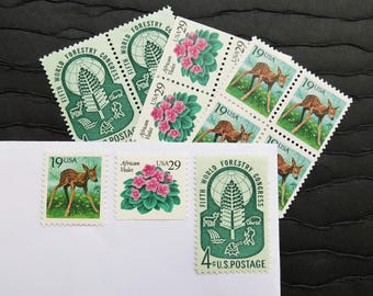 Woodland Wonders .. UNused Vintage Postage Stamps .. post 5 letters
