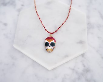 Day of the Dead Necklace, Sugar Skull Necklace, Skull Necklace
