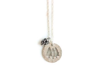 Tree Necklace, Pinecone Necklace, Nature Jewelry,Pine Tree,Nature Lover Gift,Outdoorsy Gifts,Outdoorsman Gift,Adventure,Three Pines