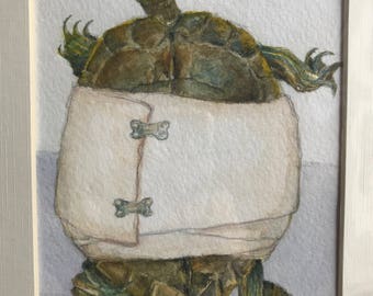 All Wrapped Up 5 x 7 Original Watercolor