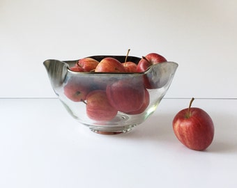 Vintage 1960s Vitreon Queen's Lusterware Salad Bowl, Silver Fade Salad Bowl, Silver Ombre Salad Bowl or Punch Bowl