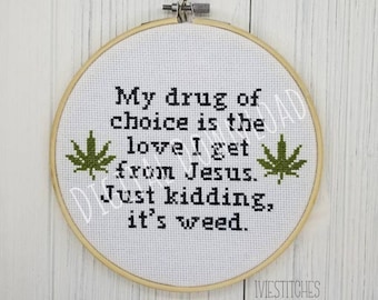 Weed Cross Stitch Pattern PDF Download weed Jesus Cross stitch Mary Jane cross stitch pot leaf cross stitch pattern pot leaf gift