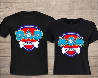 Mom Patrol Dad Patrol iron on transfers Paw Patrol Birthday set of 2 files for Cutting Macines svg pdf dxf png Inspired by Paw Patrol svg