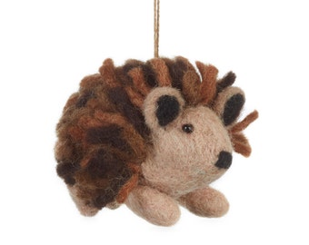 Brown Hedgehog-Felt animals - Needle felted Animal - Christmas - Wool felt - Woodland decorations - Baby shower-Merino - Ethical -Handmade