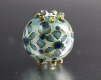 Lampwork Bead Focal - Aqua - Lampwork Bead - Round