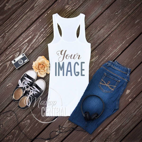 Download Blank White Tank Top Apparel Mockup Fashion Design Styled