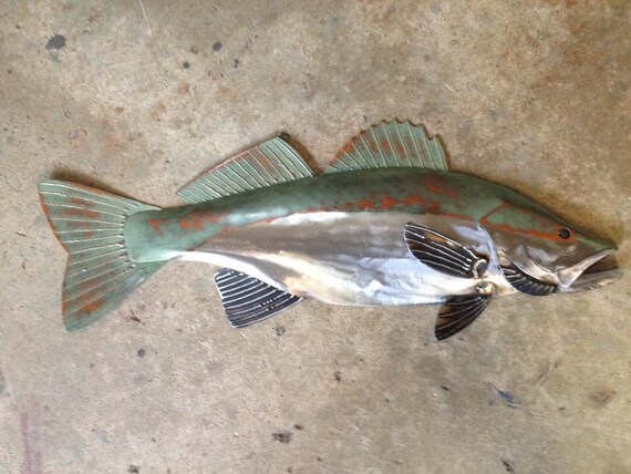Walleye metal fish 26in Handmade Art wall sculpture Lake Cabin Cottage