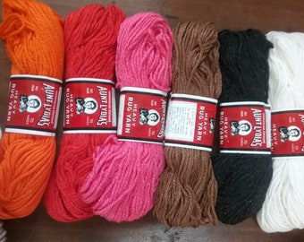 Aunt Lydia's Heavy Rug Yarn 70yards 75 Rayon 25 Cotton 6 colors Vintage