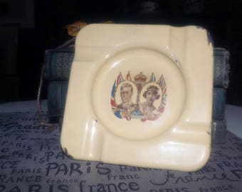 Quite vintage (c.1937) metal ashtray commemorating the Coronation of King George VI and Queen Elizabeth.