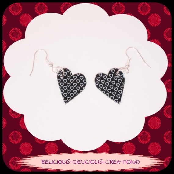 Original earrings! HEART 2 HEART! Plastic black heart motif size 2.2 cm x 2 cm