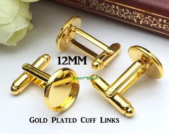 12MM Cuff Links Blank Cufflinks Gold Plate Cuff Links Soft Color DIY Blank Cuff Links Sweet Gift For All Men Jewelry Findings 5 Pairs