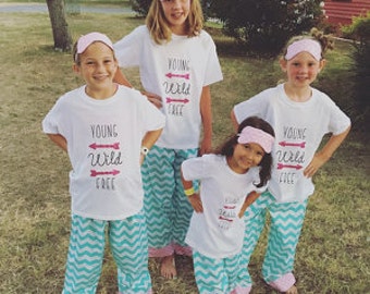 Slumber party pajama pants/girls party pajamas/birthday party pajamas/birthday party/matching girls pajamas/girls matching pajamas