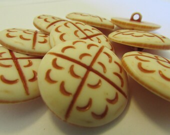 9 Extra Large Terra Cotta Plastic Buttons 1 1/4" (32mm), not heavy