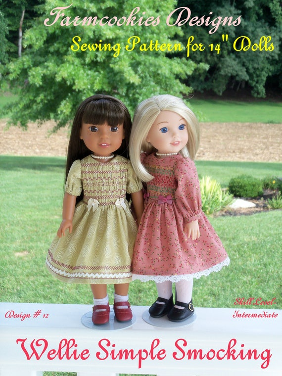 PDF Sewing Pattern: Wellie SIMPLE SMOCKING /Pattern Fits 14" American Girl Wellie Wishers®
