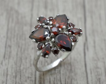 Silver ring with stones, ring BlumeTitel