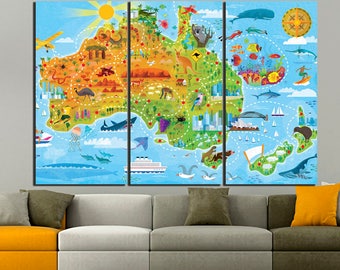 australia map australia map print fauna map animals of australia map art australia map art map
