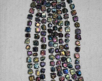 Agate, Titanium Agate, 7 mm, Agate Cubes, Multicolor Cubes, Titanium Beads, Semi Precious, Titanium Cube Bead, Full Strand, AdrianasBeads