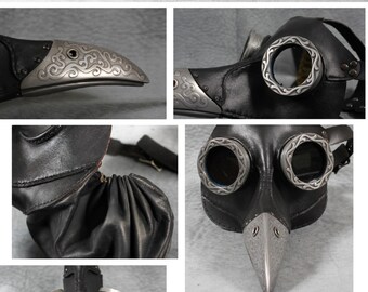 Steampunk Plague Doctor Mask in black "Ichabod"