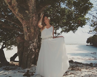 Designer wedding dress, Bride dress, Bohemian wedding gown, Fit and flare wedding dress, Halter wedding dress, lilium fairy