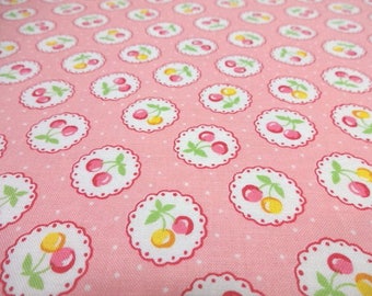 SALE Japanese Fabric LECIEN Cherry Polka Dots Pink Fat Quarter