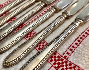 Antique Silver Plate Fruit Knives, 1847 Rogers Rogers Bros Warranted, Blades Marked, Collectible, 1800s Antique Flatware, Cheese Knives