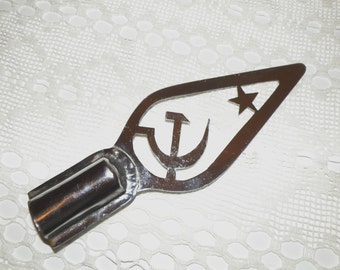 Vintage metal finial to flag. Flag topper. Top of the Soviet flag. Soviet star. Soviet hammer and sickle. Soviet souvenir. Gift for him.
