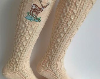Hand knitted Trachtenstrümpfemit Hirsch Gr. 43-45