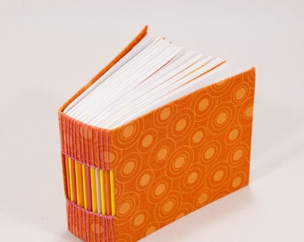 365 Day Notebook / A Page A Day Journal / Handbound Diary / Gratitude Journal / Bitty Book for Kids / Bright Orange Fabric Cover