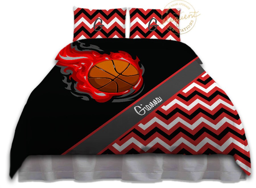 Girls Basketball Duvet Cover Red Teen Bedding Kids Chevron Zoom