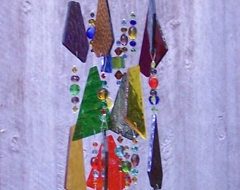 Handcrafted Stained Glass Wind Chime Suncatcher