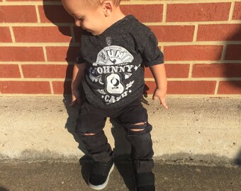 Black slashed skinnies - black jeans with knee rips and holes for boys or girls