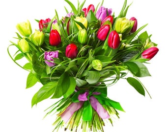 Laminated placemat bouquet of tulips