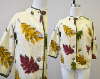 1950s Autumnal Leaf Fleece Jacket