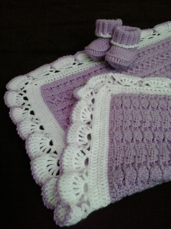 Items similar to Purple Crochet Baby Blanket - Lavender ...