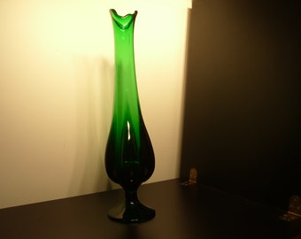 Vintage Viking Glass Swung Vase Slung Swung Vase Hexagon 17 Inches Tall