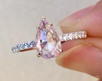 Natural Unheated Rose Cut Pink Ceylon Sapphire and Diamonds Ring