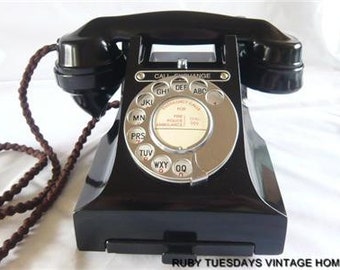 Vintage GPO Black Bakelite Telephone Call Exchange retro antique dial phone