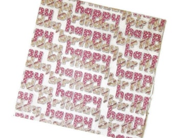 Vintage Wrapping Paper - Birthday Font Happy Birthday - Partial Sheet Gift Wrap