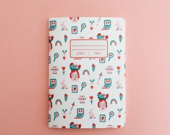 Milo Pattern Notebook - Illustrated Journal - Handbound Sketchbook - Blank pages - Lined pages